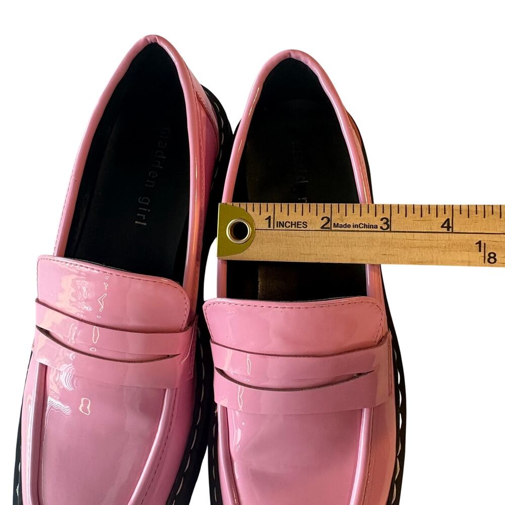 Madden Girl Pink Platform Chunky Penny Loafer Lug Sole Glossy Y2k Preppy 7.5 - Picture 10 of 11